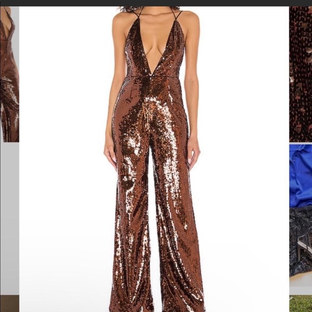 Camila Coelho Chocolate Sequin Jumpsuit